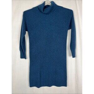 Ann Taylor 100% Cashmere Blue Long Sleeve Turtleneck Sweater Dress